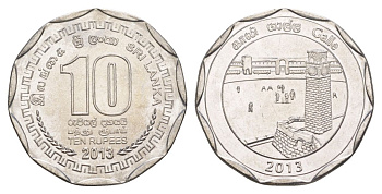 Шри-Ланка 10 рупий 2013 серия административные округа Шри Ланки, Галле KM 196 нержавеющая сталь UNC 4635-941