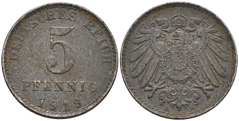 Германия 5 пфеннигов 1919 A KM 19, J. 297 железо 4151-622