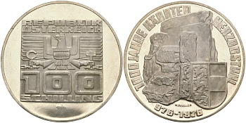 Австрия 100 шиллингов 1976 1000 лет земле Каринтия KM 2931 серебро PROOF 02-118-25