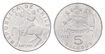 Чили 5 эскудо 1972 KM 199a алюминий 4654-726