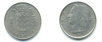 БЕЛЬГИЯ 1 ФРАНК 1973 BELGIQUE KM 142.1 медно-никель 86-1335