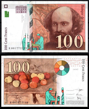 Франция 100 франков 1997 Pick 158 бумага 7183-30-2-1