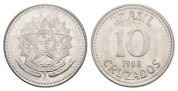 Бразилия 10 крузадо 1988 KM 607 нержавеющая сталь UNC 4642-1252