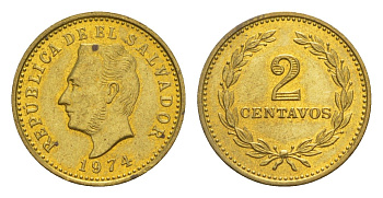 Сальвадор 2 сентаво 1974 KM 147 никель латунь UNC 4649-815