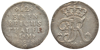 ПРУССИЯ 1/12 ТАЛЕРА 1741 LM E.G.N. КМ 226 серебро 00-00