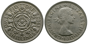 Великобритания 2 шиллинга (флорин) 1962 Елизавета II (1952-2022) KM 906, Spink 4146 медно-никель 4382-346