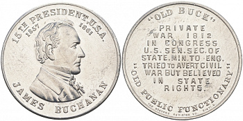 США МЕДАЛЬ ND 15-ЫЙ ПРЕЗИДЕНТ ДЖЕЙМС БЬЮКЕНЕН 28 мм алюминий 73-412