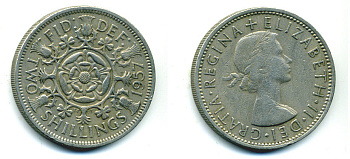 Великобритания 2 шиллинга (флорин) 1957 Елизавета II (1952-2022) KM 906, Spink 4146 медно-никель 89-1632