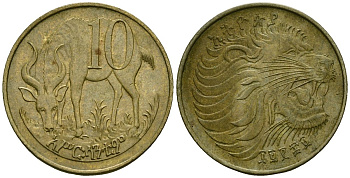 Эфиопия 10 центов 1977 KM 45 латунь 4172-317