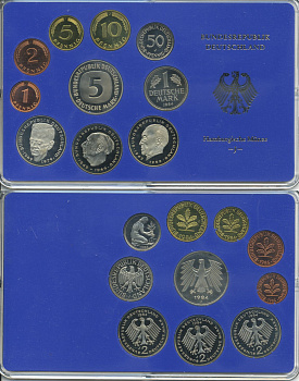 ФРГ НАБОР ИЗ 9 МОНЕТ 1983 J ОФИЦИАЛЬНЫЙ НАБОР В ПЛАСТИКЕ PROOF 00-00