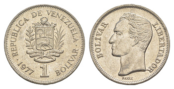 Венесуэла 1 боливар 1977 Симон Боливар Y 52 никель 4584-1053