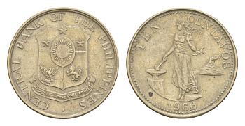 Филиппины 10 сентаво 1966 KM 188 медь цинк никель 4636-333