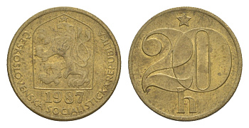 Чехословакия 20 геллеров 1987 KM 74 латунь 4516-367