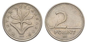 Венгрия 2 форинта 1993 KM 693 медно-никель 4632-359