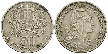 Португалия 50 сентаво 1967 KM 577 медно-никель 4148-342