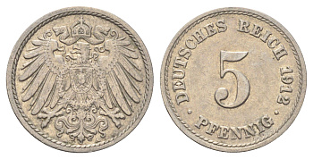 Германия 5 пфеннигов 1912 A KM 11, J. 12 медно-никель 4701-1046