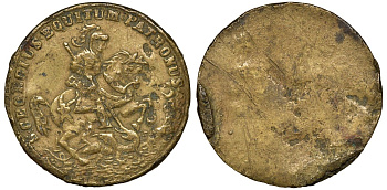 Швеция жетон с изображением Святого Георгия, диаметр 24,3 мм., вес 5,0 гр. латунь 4132-412