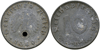 Германия 10 рейхспфеннигов 1940 B KM 101 цинк 4171-1051