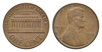 США 1 цент 1970 Авраам Линкольн KM 201 медь цинк 4674-516