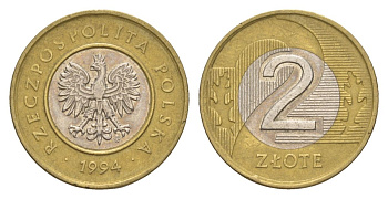 Польша 2 злотых 1994 Y 283 биметалл 4626-923