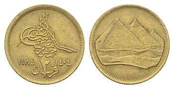 Египет 2 пиастра 1984 христианская дата слева KM 554.1 алюминиевая бронза UNC 4673-125
