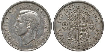 Великобритания 1/2 кроны 1948 Георг VI (1936-1952) KM 866, Spink 4101 медно-никель 4125-225
