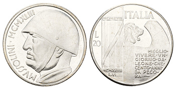 Италия фентезийная монета - жетон - 20 лир 1928 диаметр 35,5 мм, вес 12,2 гр никель UNC 4667-1025