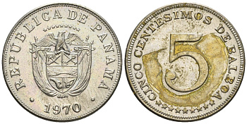 Панама 5 сентесимо 1970  KM 23.2 медно-никель    85-436