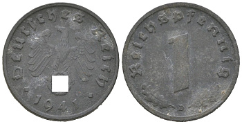 Германия 1 рейхспфенниг 1941 D KM 97 J. 369 цинк 206-1152