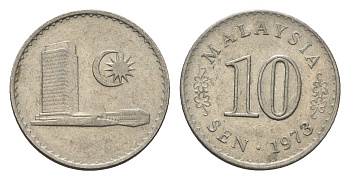 Малайзия 10 сенов 1973 здание Парламента KM 3 медно-никель 4576-148