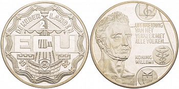 НИДЕРЛАНДЫ 2 1/2 ЭКЮ 1992 КОРОЛЬ ВИЛЬГЕЛЬМ I медно-никель UNC 06-275-41