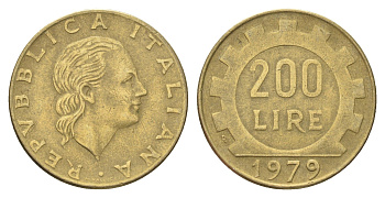 Италия 200 лир 1979 R, шестерня KM 105 алюминиевая бронза 4704-842