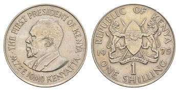 Кения 1 шиллинг 1975 Джомо Кениата KM 14 медно-никель UNC 4650-352