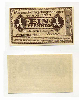 Германия 1 пфенниг ND команда лагеря военнопленных в Гарделегене C-2995 бумага UNC (пресс) 000-00-00