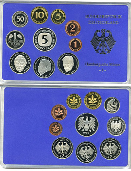 ФРГ государственный набор из 10 монет 1998 J    PROOF  3-5-3-44