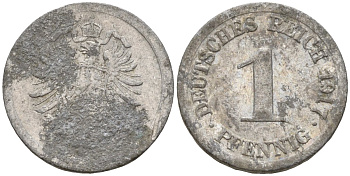 Германия 1 пфенниг 1917 A KM 24, J. 300, Weege 2 алюминий 4151-1218