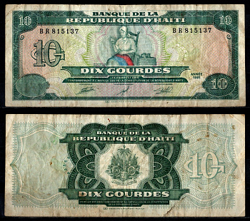 Гаити 10 гурдов 1991 Pick 256 a бумага 7221-61-1-2