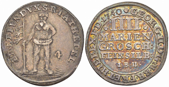 Брауншвейг-Люнебург 4 мариенгроша 1740 серебро 00-901-15