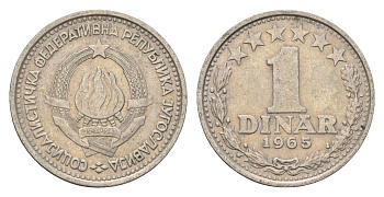 Югославия 1 динар 1965 KM 47 медно-никель 4674-444