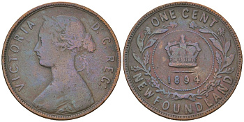 Ньюфаундленд 1 цент 1894 KM 1 бронза 65-714