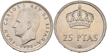 Испания 25 песет 1975 (79) Хуан Карлос I (1975-2014) KM 808 медно-никель 4571-1252