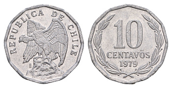 Чили 10 сентаво 1979 KM 205a алюминий UNC 4656-1025