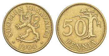 Финляндия 50 пенни 1964 KM 48 алюминиевая бронза 4648-443