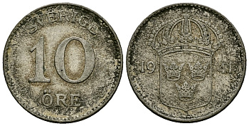 Швеция 10 эре 1941 Густав V (1907-1950) KM 780 серебро 4173-1122