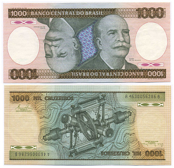 БРАЗИЛИЯ 1000 КРУЗЕЙРО 1981 ПОДПИСЬ 20, БАРАО ДО РИО БРАНКО Pick 201а бумага 8595-31-1-1
