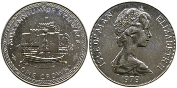 Остров Мэн 1 крона 1979 1000 летие Тинвальду (парламенту), Св. Мишель КМ 48 медно-никель UNC 118-521