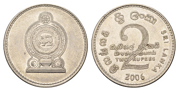 Шри-Ланка 2 рупии 2006 KM 147a сталь плакированная никелем aUNC 4637-355