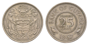 Гайана 25 центов 1967 KM 34 медно-никель 4655-846