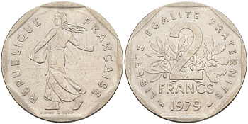 Франция 2 франка 1979 KM 942.1 никель 63-251