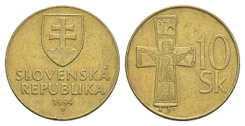 Словакия 10 крон 1994 KM 11.1 латунь 4629-256